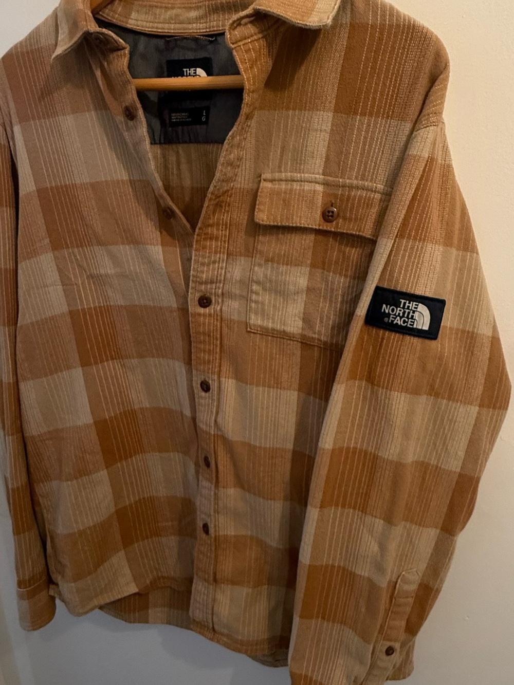The North Face Tan & Cream Plaid Cotton Flannel Button-Up Shirt - L